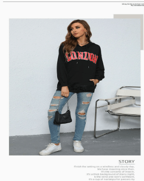 Hooded Letter-Print Sweatshirt for Women - Bela Fils BoutiqueBela Fils Boutique