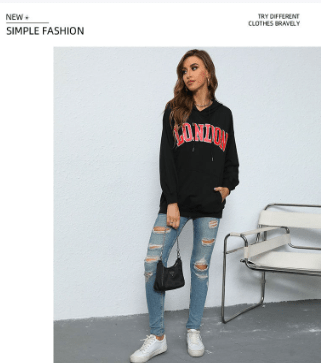 Hooded Letter-Print Sweatshirt for Women - Bela Fils BoutiqueBela Fils Boutique