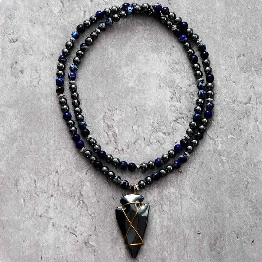 Imperial Jasper & Hematite Steampunk Arrowhead Necklace - Bela Fils BoutiqueNecklacesBela Fils Boutique