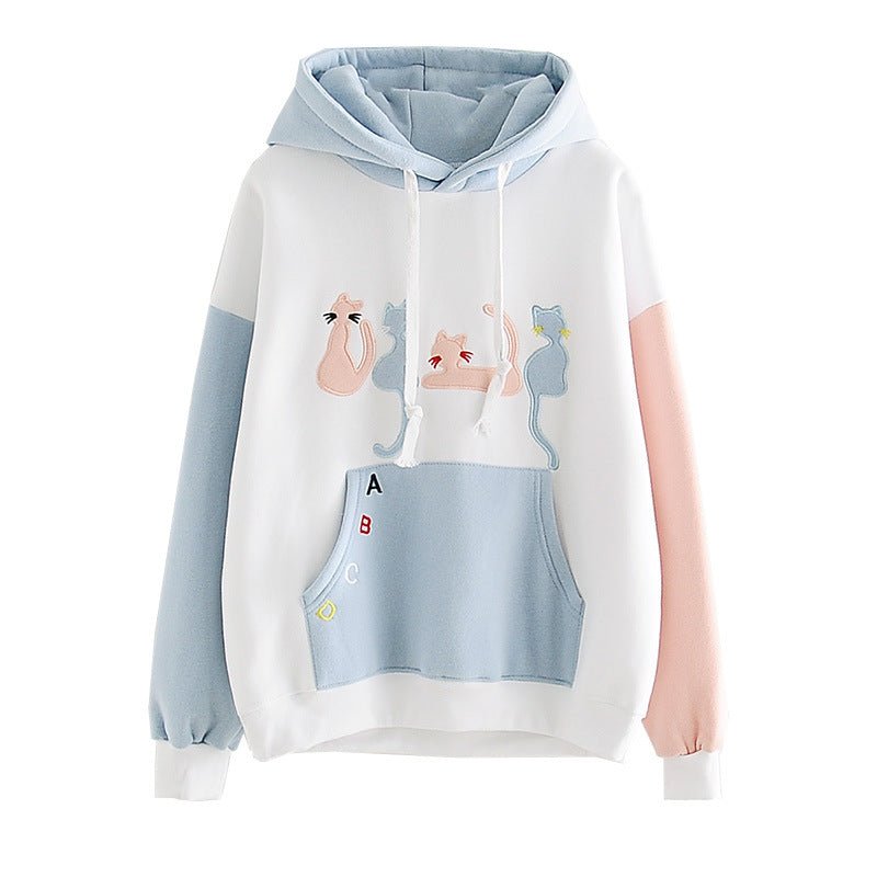 Japanese Style Cat Embroidery Hooded Sweatshirt (Women) - Bela Fils BoutiqueBela Fils Boutique