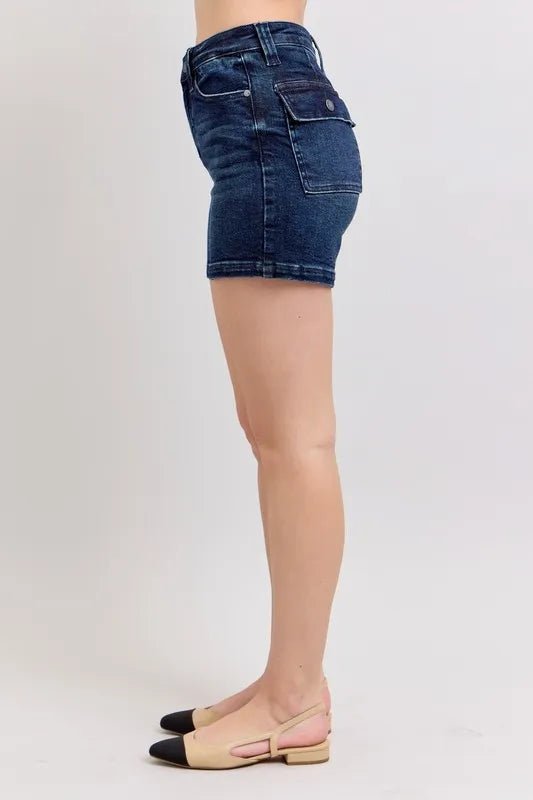 Judy Blue Full Size High Waist Back Flap Pocket Denim Shorts Plus Size - Bela Fils BoutiqueBela Fils Boutique