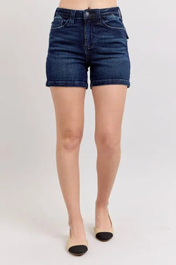 Judy Blue Full Size High Waist Back Flap Pocket Denim Shorts Plus Size - Bela Fils BoutiqueBela Fils Boutique