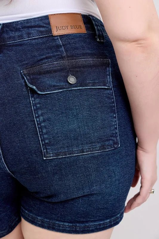 Judy Blue Full Size High Waist Back Flap Pocket Denim Shorts Plus Size - Bela Fils BoutiqueBela Fils Boutique