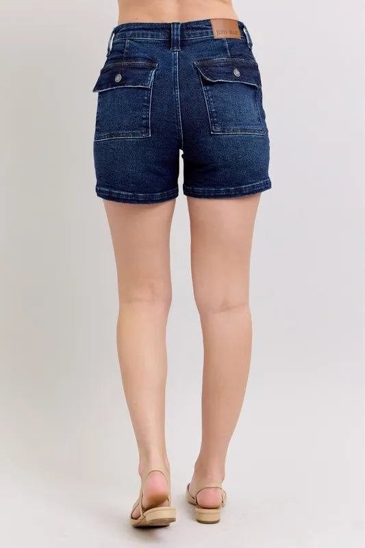 Judy Blue Full Size High Waist Back Flap Pocket Denim Shorts Plus Size - Bela Fils BoutiqueBela Fils Boutique