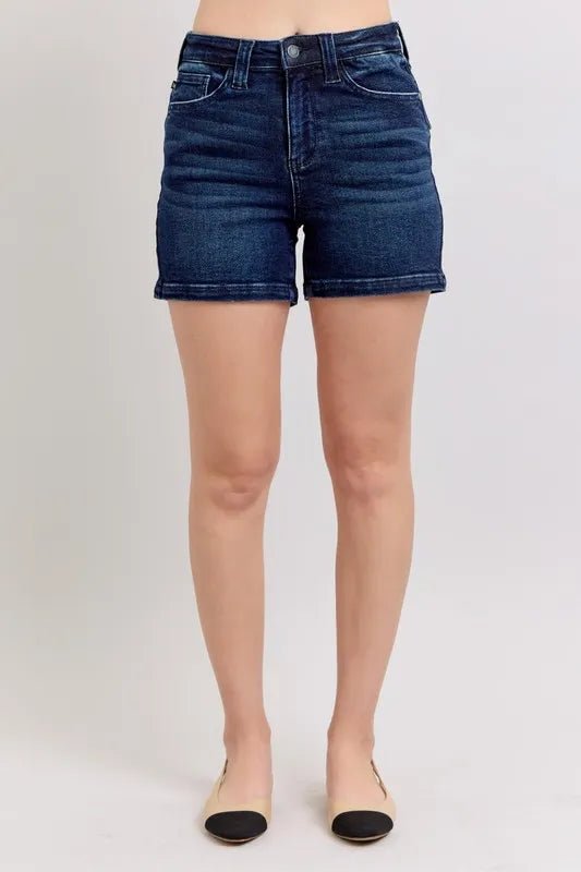 Judy Blue Full Size High Waist Back Flap Pocket Denim Shorts Plus Size - Bela Fils BoutiqueBela Fils Boutique