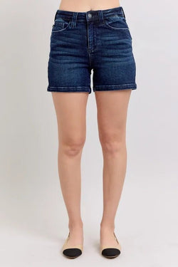 Judy Blue Full Size High Waist Back Flap Pocket Denim Shorts Plus Size - Bela Fils BoutiqueBela Fils Boutique