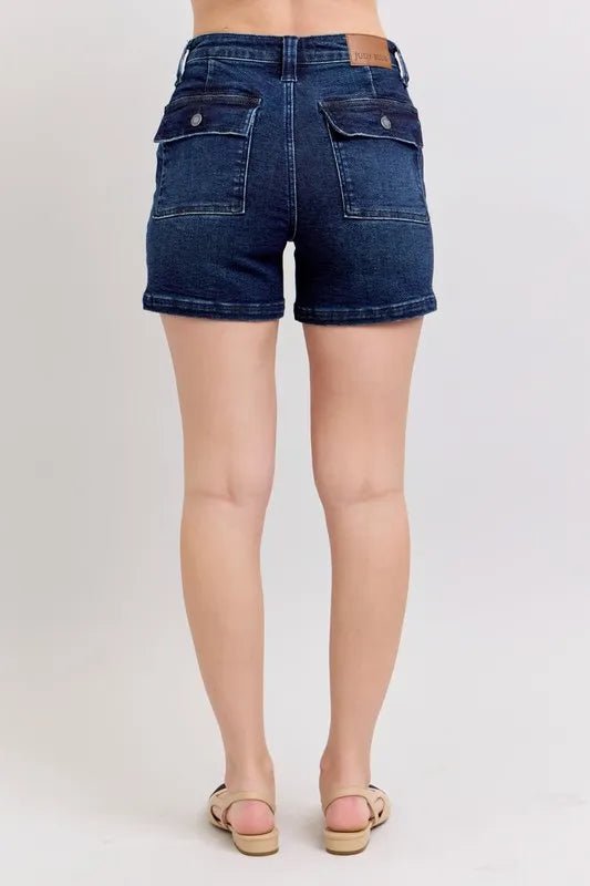 Judy Blue Full Size High Waist Back Flap Pocket Denim Shorts Plus Size - Bela Fils BoutiqueBela Fils Boutique