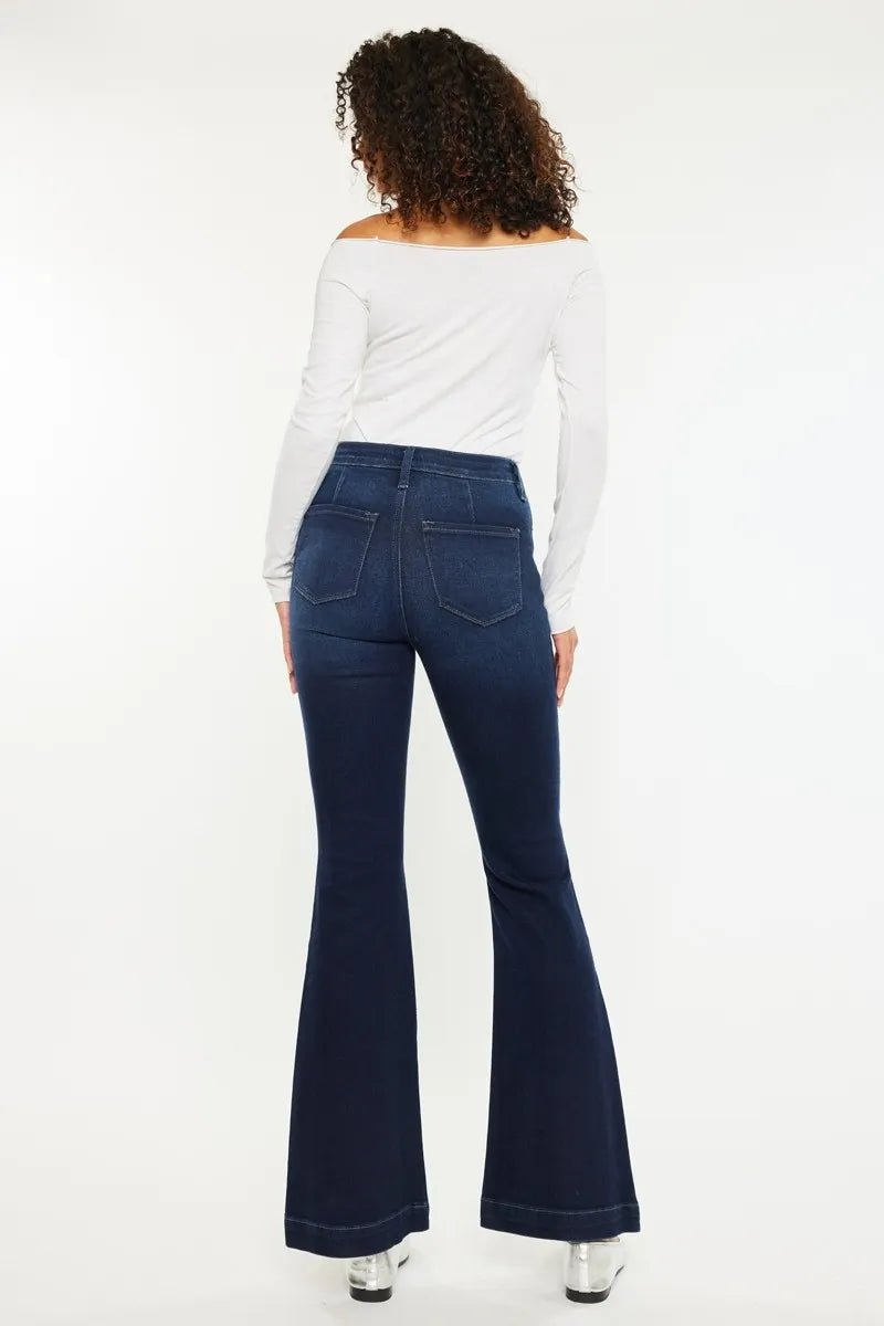 Kancan Button Fly High Rise Distressed Flare Jeans - Bela Fils BoutiqueBela Fils Boutique