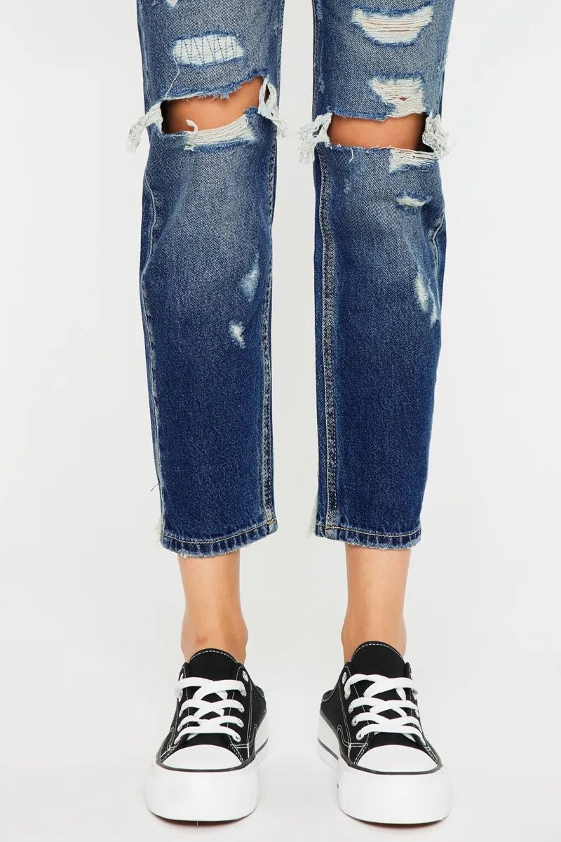 Kancan High Rise Distressed Mom Fit Jeans - Bela Fils BoutiqueBela Fils Boutique