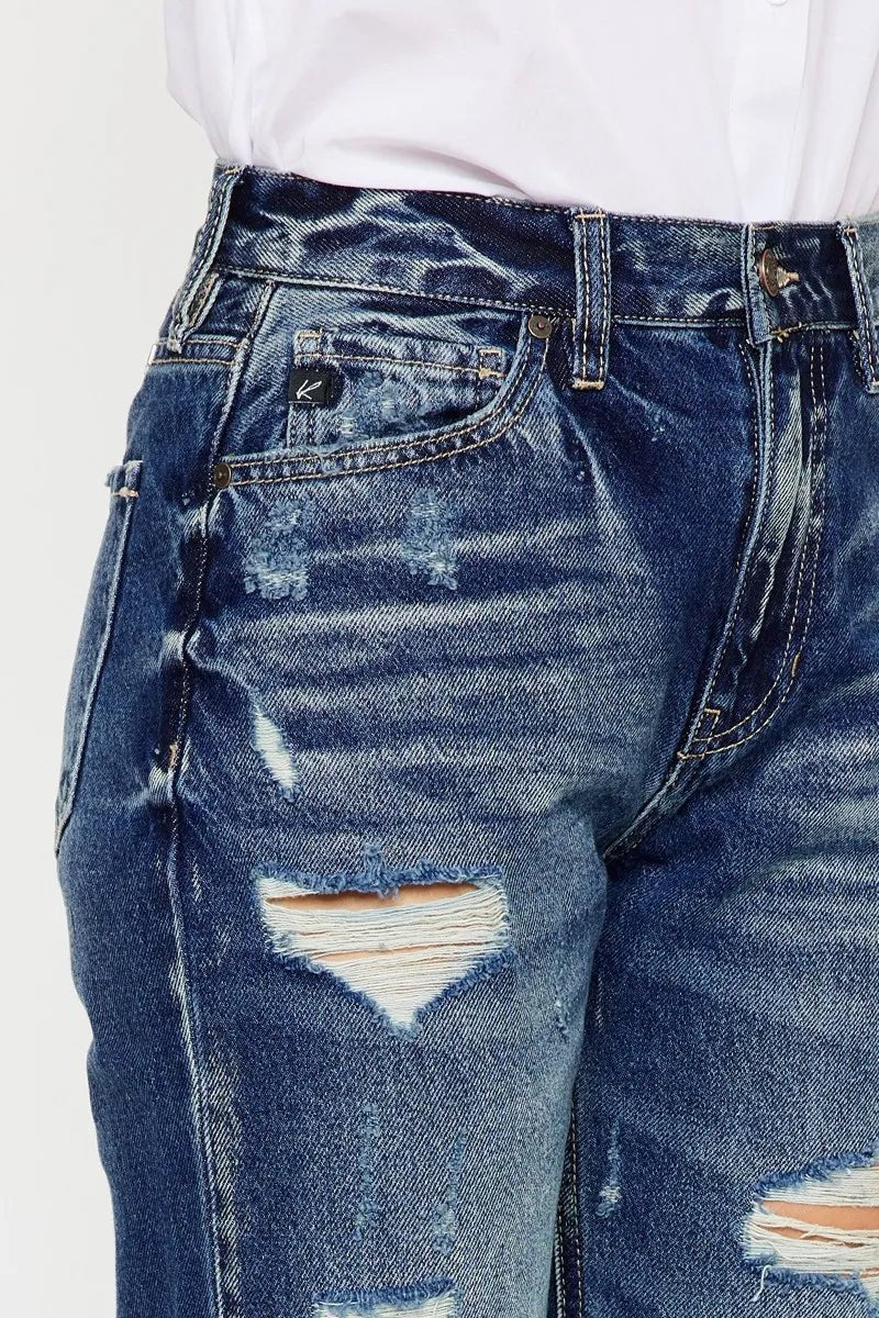 Kancan High Rise Distressed Mom Fit Jeans - Bela Fils BoutiqueBela Fils Boutique