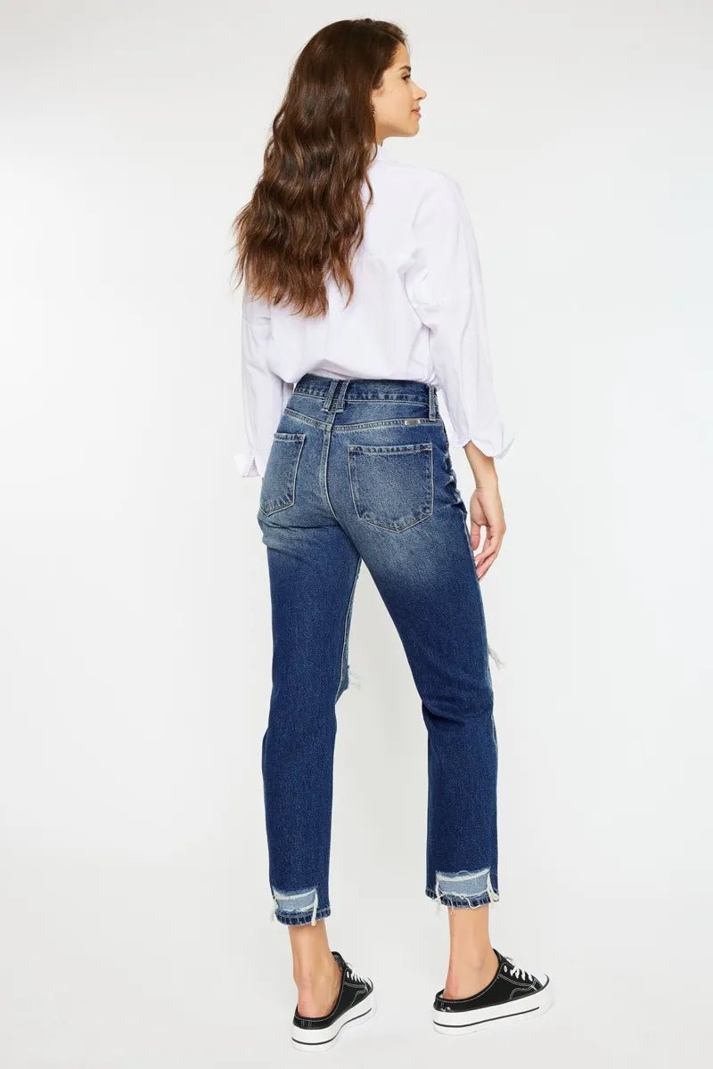 Kancan High Rise Distressed Mom Fit Jeans - Bela Fils BoutiqueBela Fils Boutique