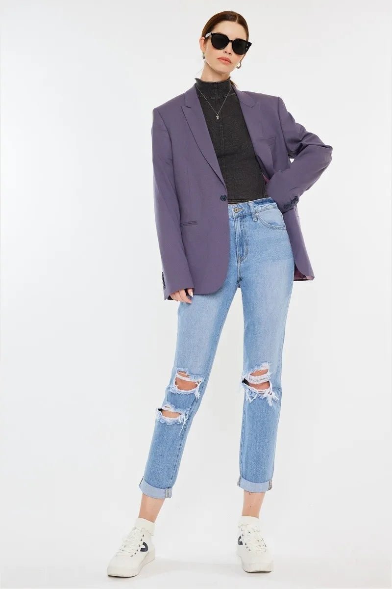 Kancan High Rise Distressed Mom Jeans - Bela Fils BoutiqueBela Fils Boutique