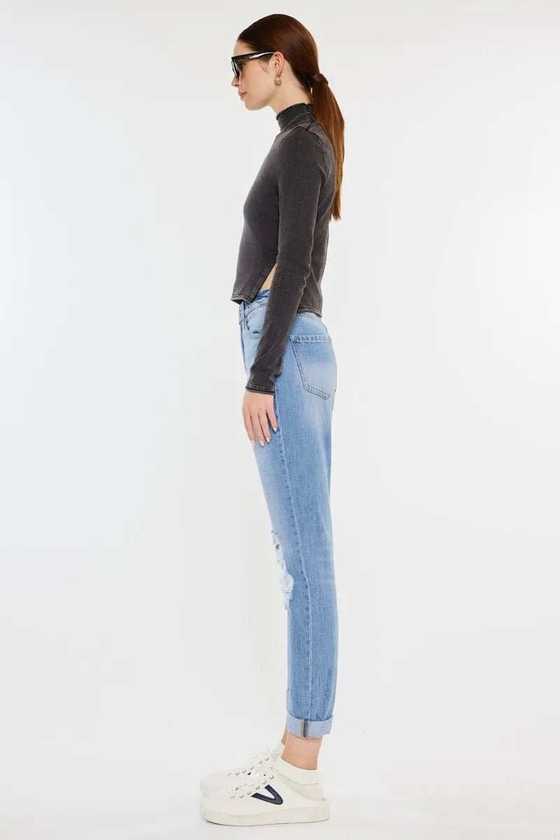 Kancan High Rise Distressed Mom Jeans - Bela Fils BoutiqueBela Fils Boutique