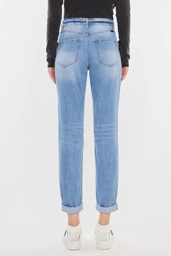 Kancan High Rise Distressed Mom Jeans - Bela Fils BoutiqueBela Fils Boutique