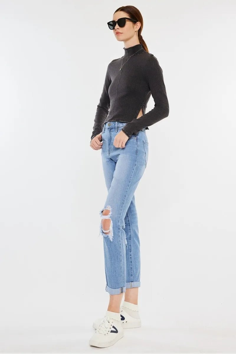 Kancan High Rise Distressed Mom Jeans - Bela Fils BoutiqueBela Fils Boutique