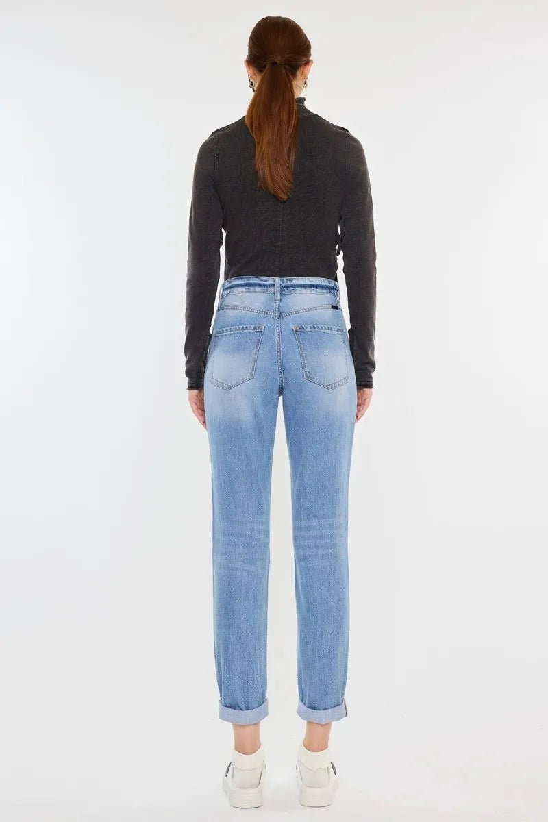 Kancan High Rise Distressed Mom Jeans - Bela Fils BoutiqueBela Fils Boutique