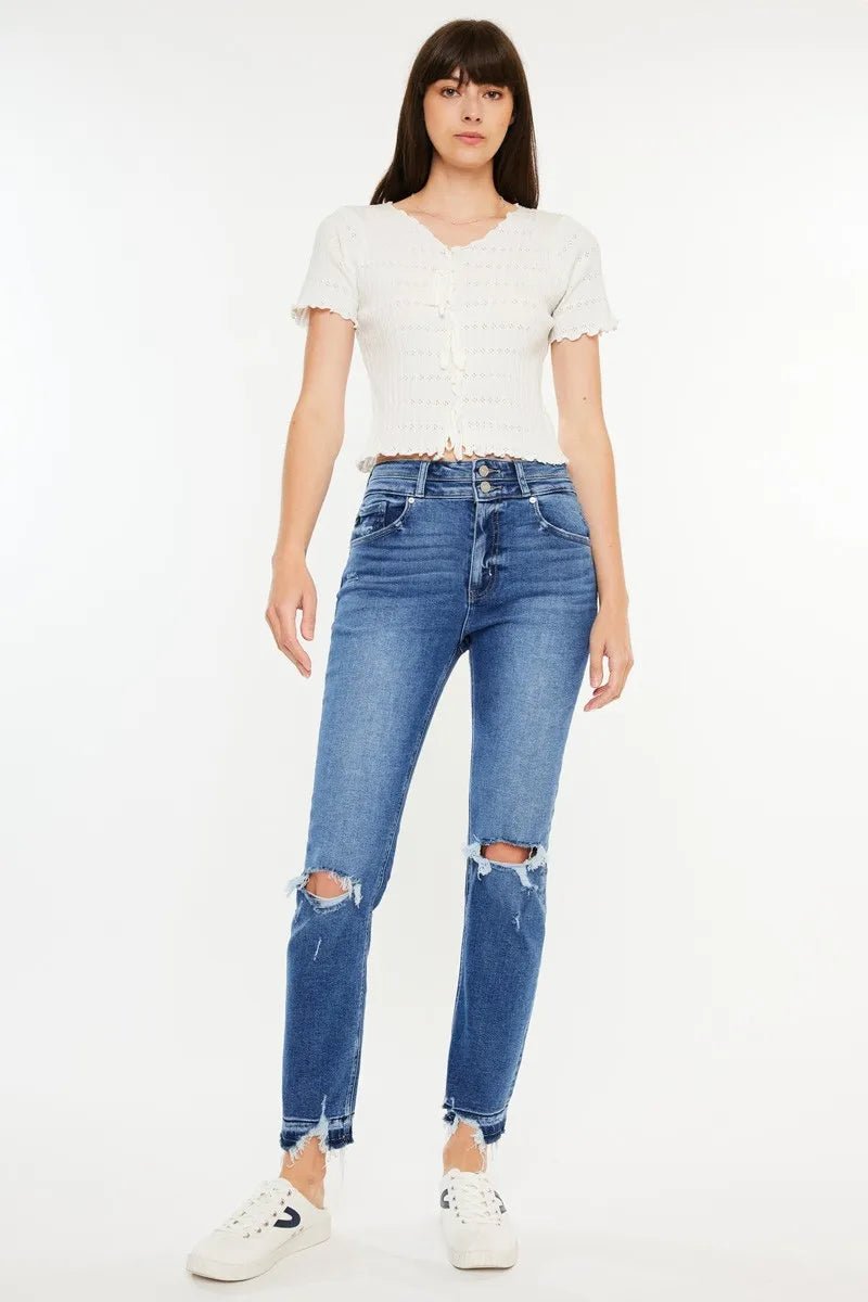 Kancan High Rise Distressed Slim Straight Jeans - Bela Fils BoutiqueBela Fils Boutique
