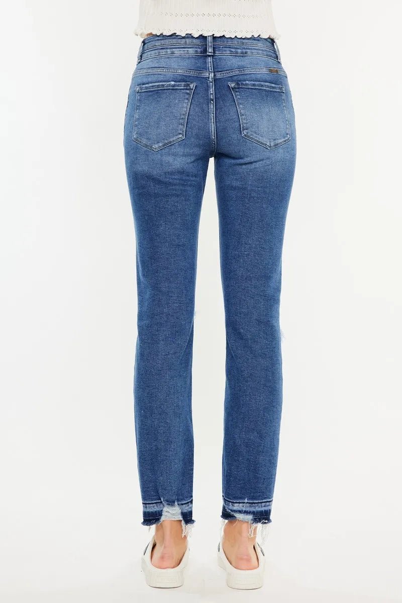 Kancan High Rise Distressed Slim Straight Jeans - Bela Fils BoutiqueBela Fils Boutique