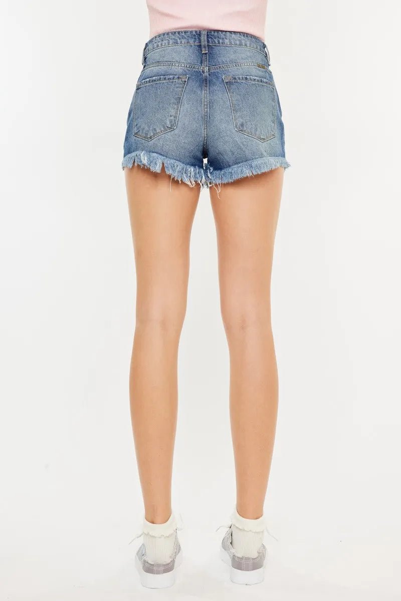 Kancan High Rise Raw Hem Denim Shorts - Bela Fils BoutiqueBela Fils Boutique