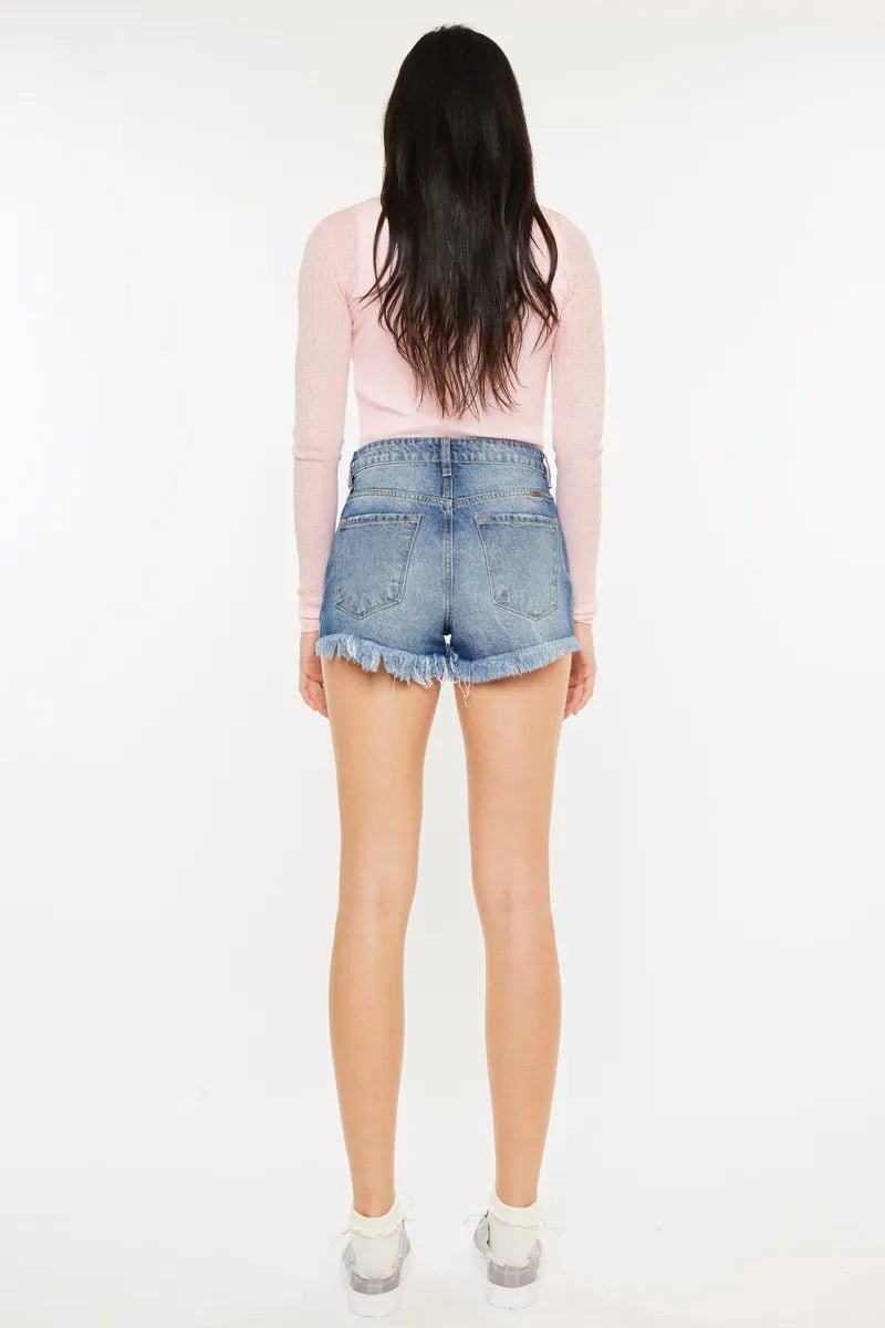Kancan High Rise Raw Hem Denim Shorts - Bela Fils BoutiqueBela Fils Boutique