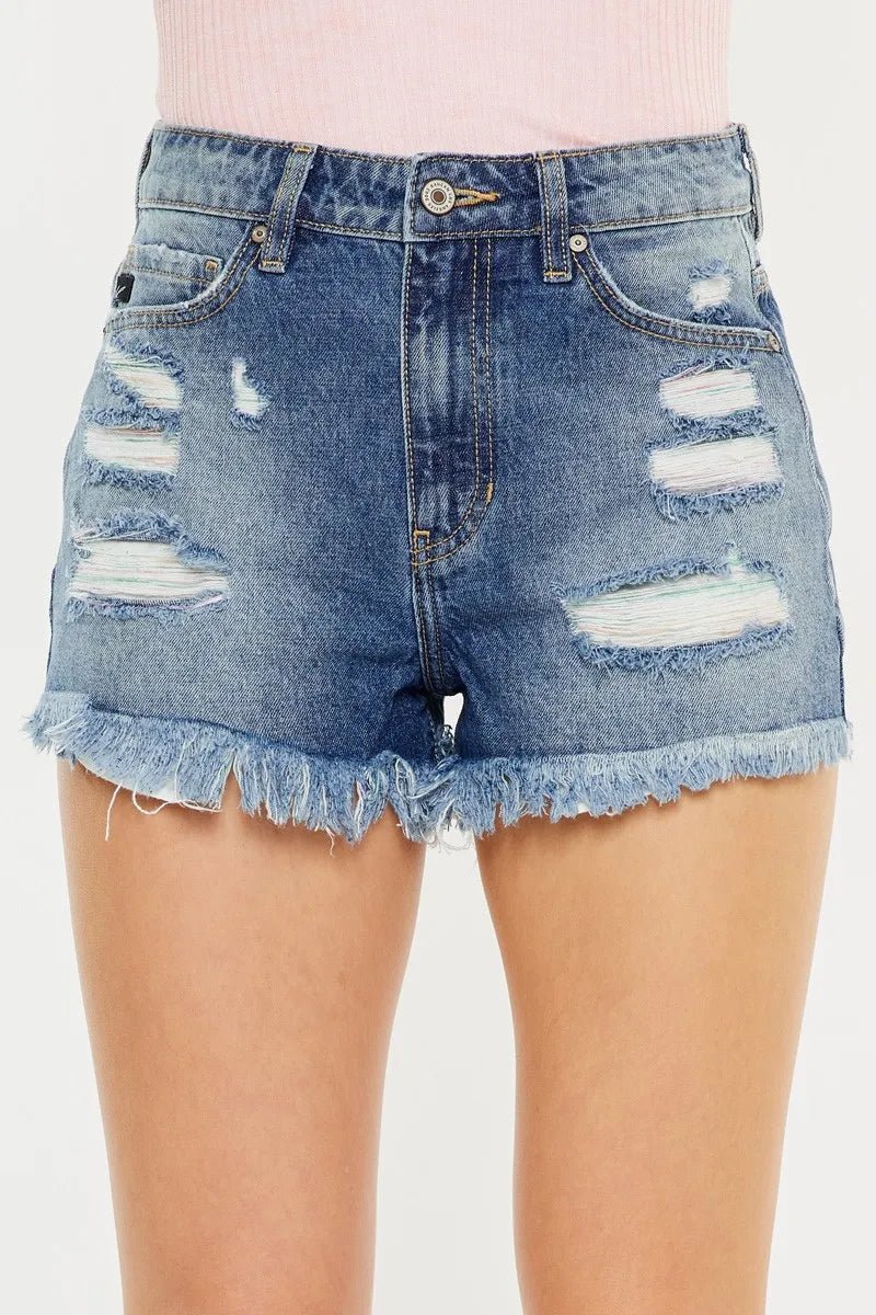 Kancan High Rise Raw Hem Denim Shorts - Bela Fils BoutiqueBela Fils Boutique