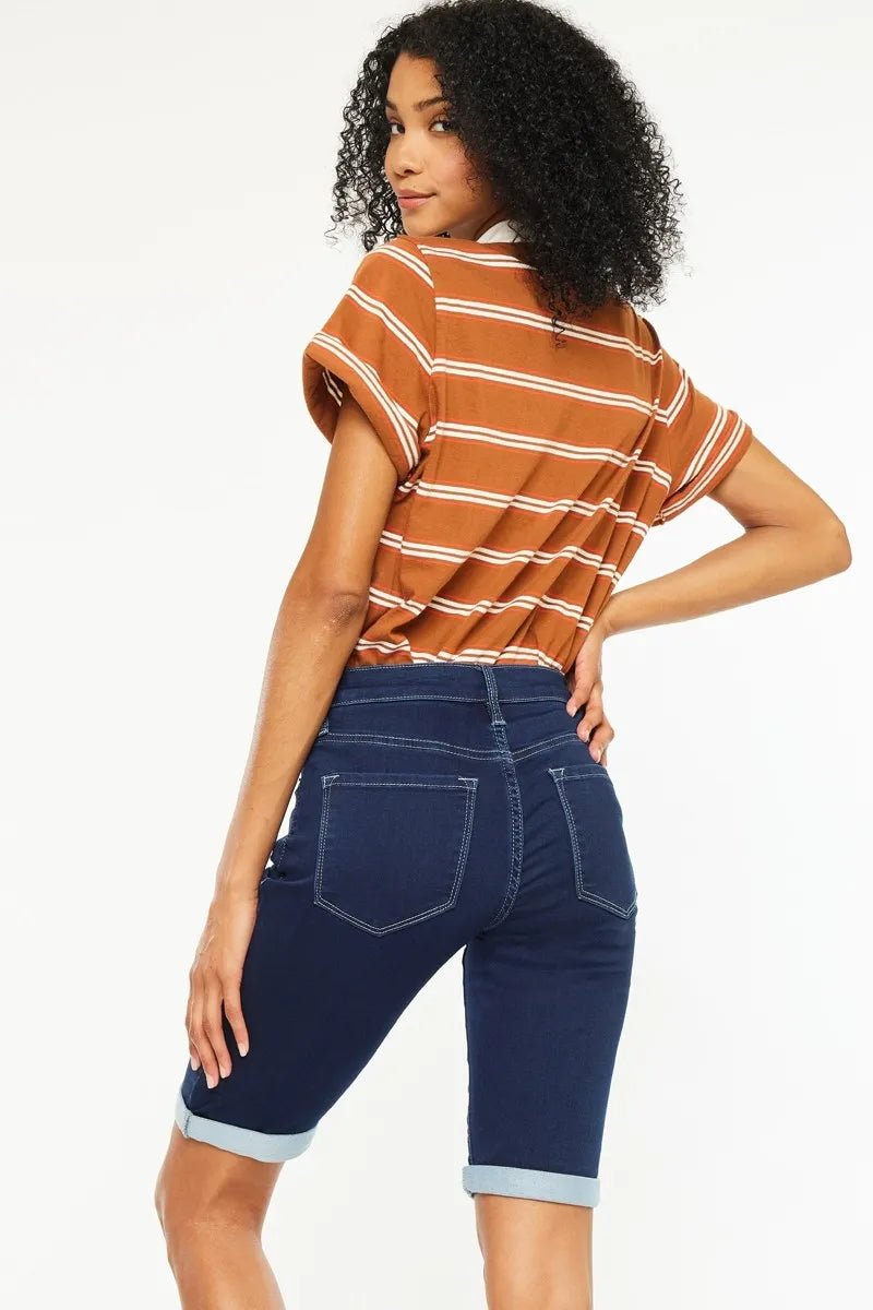 Kancan Mid Rise Bermuda Denim Shorts - Bela Fils BoutiqueBela Fils Boutique