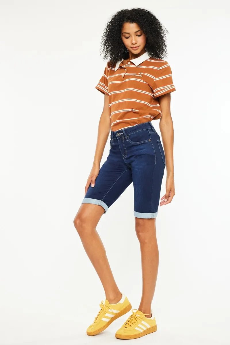 Kancan Mid Rise Bermuda Denim Shorts - Bela Fils BoutiqueBela Fils Boutique