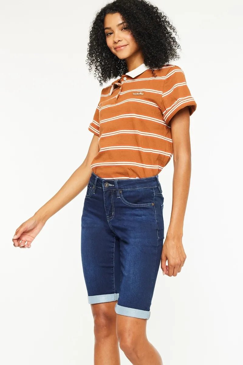 Kancan Mid Rise Bermuda Denim Shorts - Bela Fils BoutiqueBela Fils Boutique