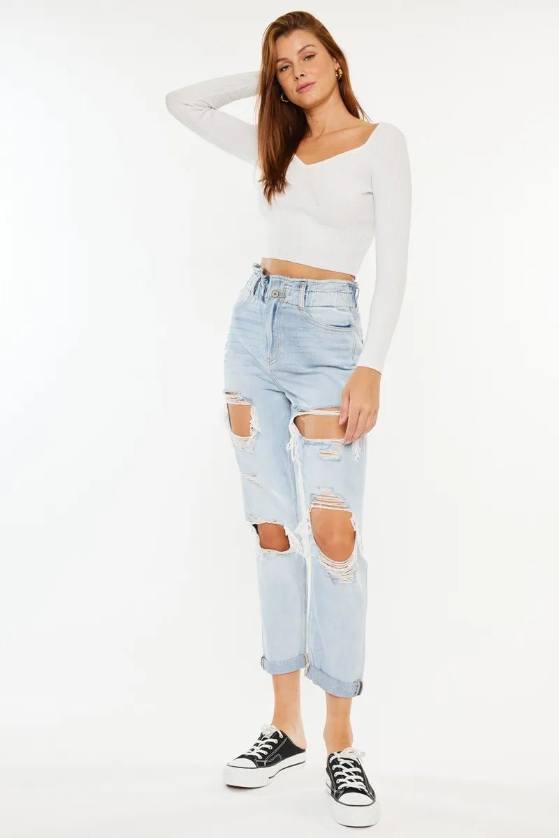 Kancan Open Pack Paperbag Mom Jeans - Bela Fils BoutiqueBela Fils Boutique