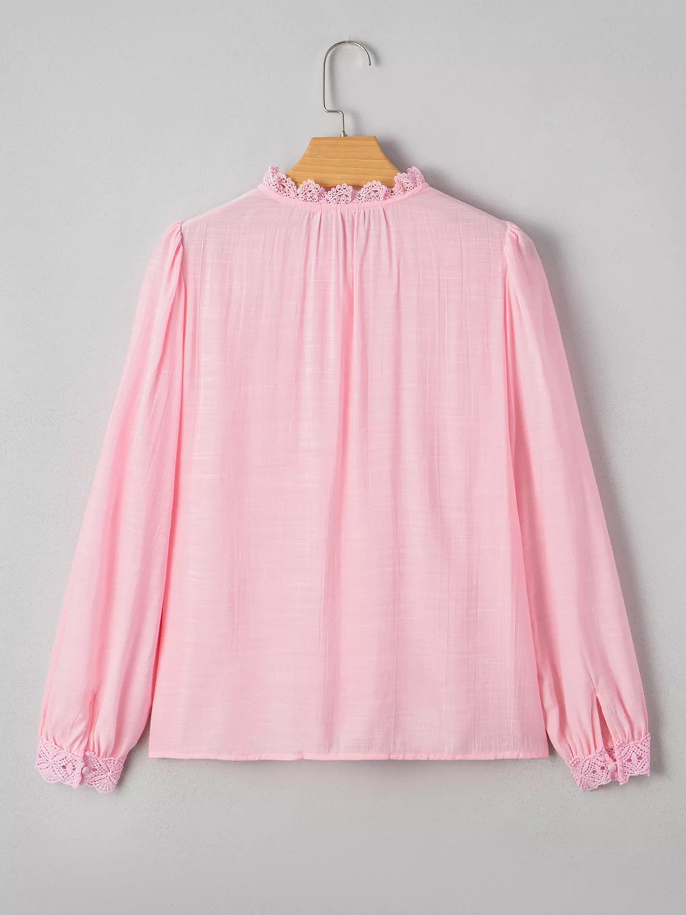 Lace Patchwork Edge Collarless Button Up Shirt - Bela Fils BoutiqueBela Fils Boutique