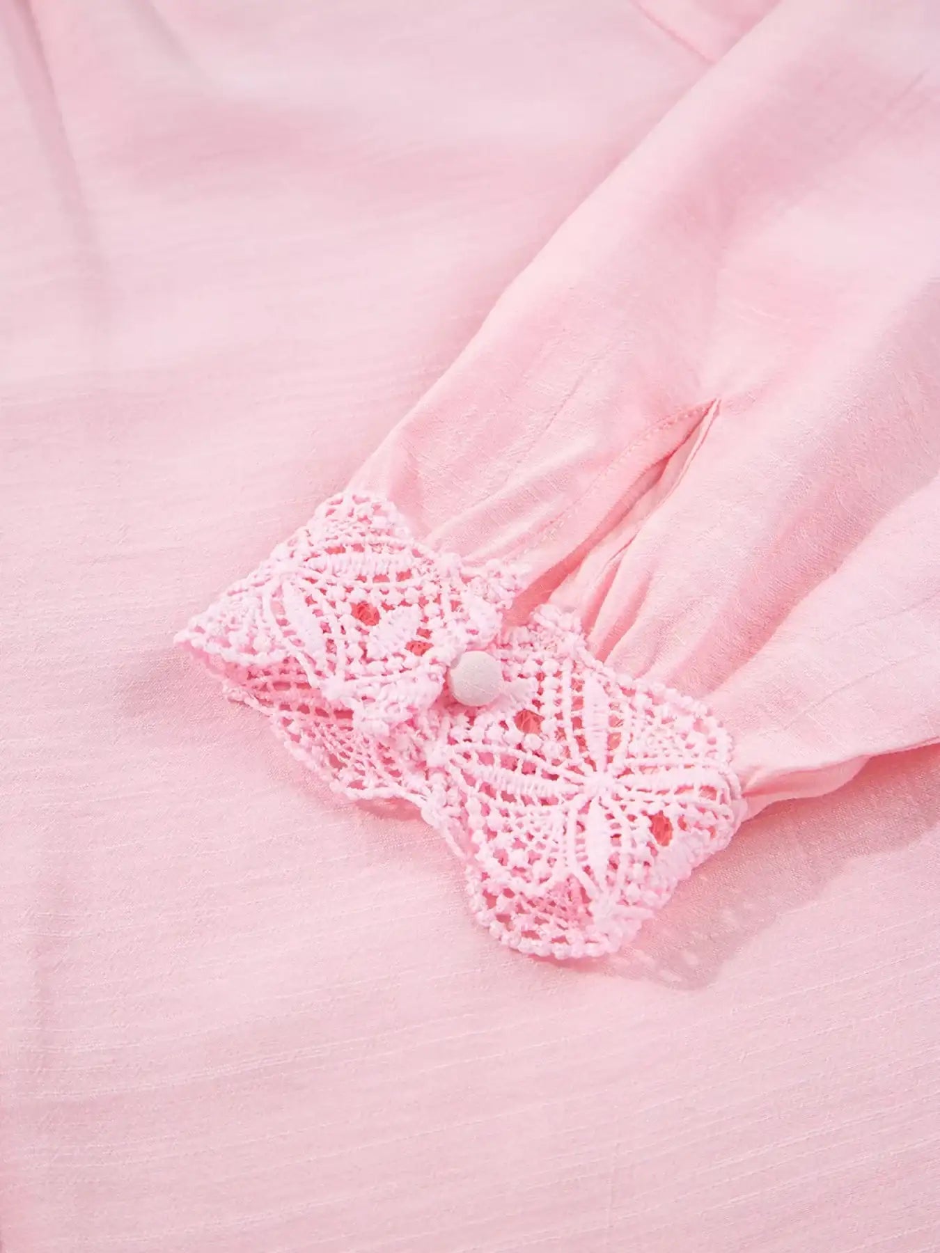 Lace Patchwork Edge Collarless Button Up Shirt - Bela Fils BoutiqueBela Fils Boutique