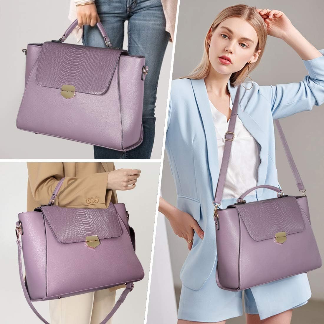 Laptop Briefcase for Women – Purple Business Messenger Tote - Bela Fils BoutiqueBela Fils Boutique