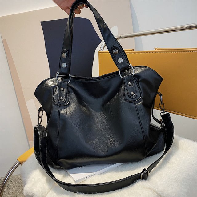 Large Capacity Black Tote Bag for Women in PU Leather - Bela Fils BoutiqueBela Fils Boutique