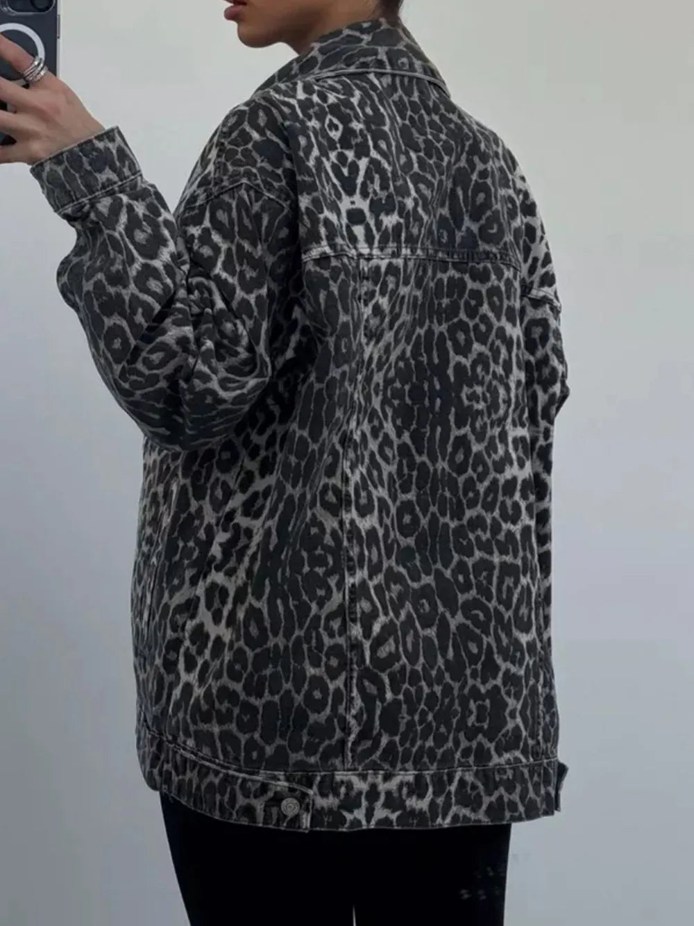 Leopard Button Up Long Sleeve Denim Top - Bela Fils BoutiqueBela Fils Boutique