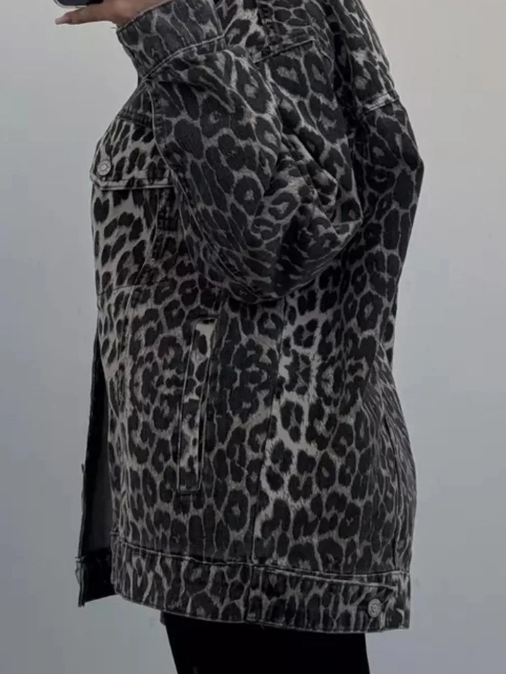 Leopard Button Up Long Sleeve Denim Top - Bela Fils BoutiqueBela Fils Boutique