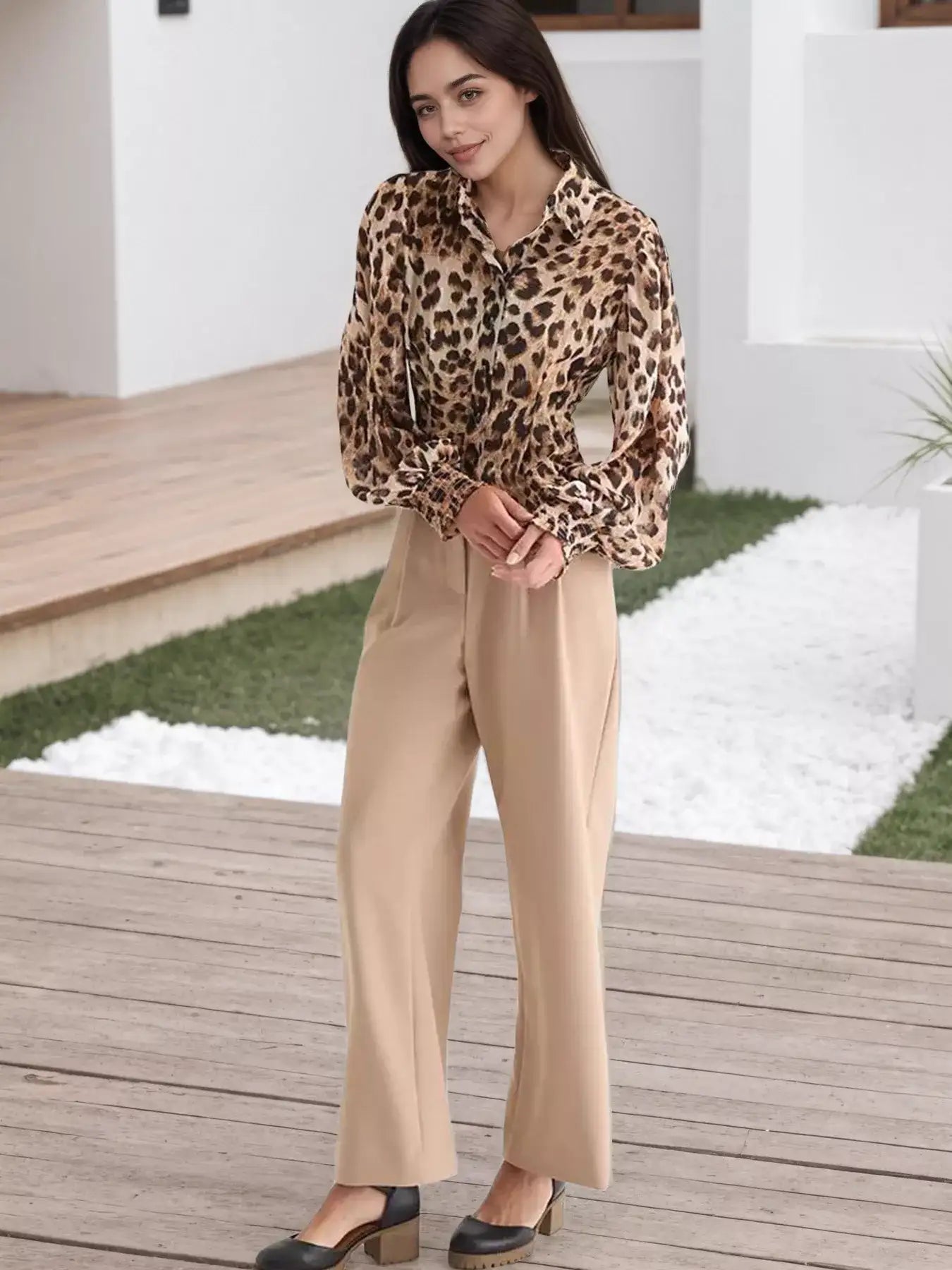 leopard print button up long sleeve shirt - Bela Fils BoutiqueBela Fils Boutique