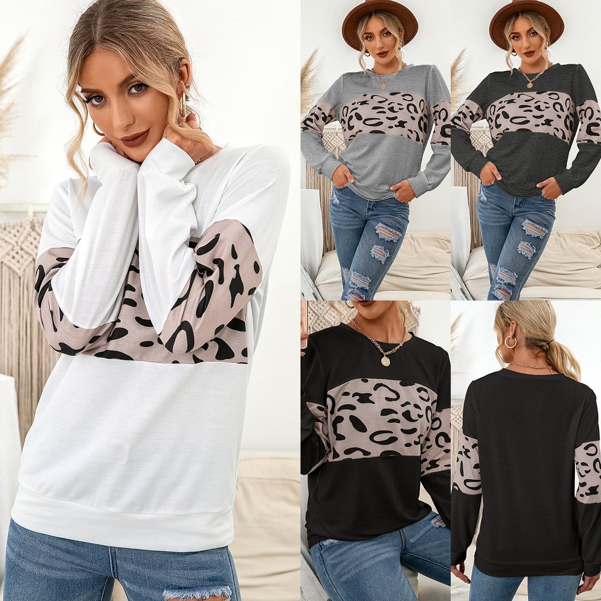 Leopard Print Pullover Sweatshirt for Women - Bela Fils BoutiqueBela Fils Boutique