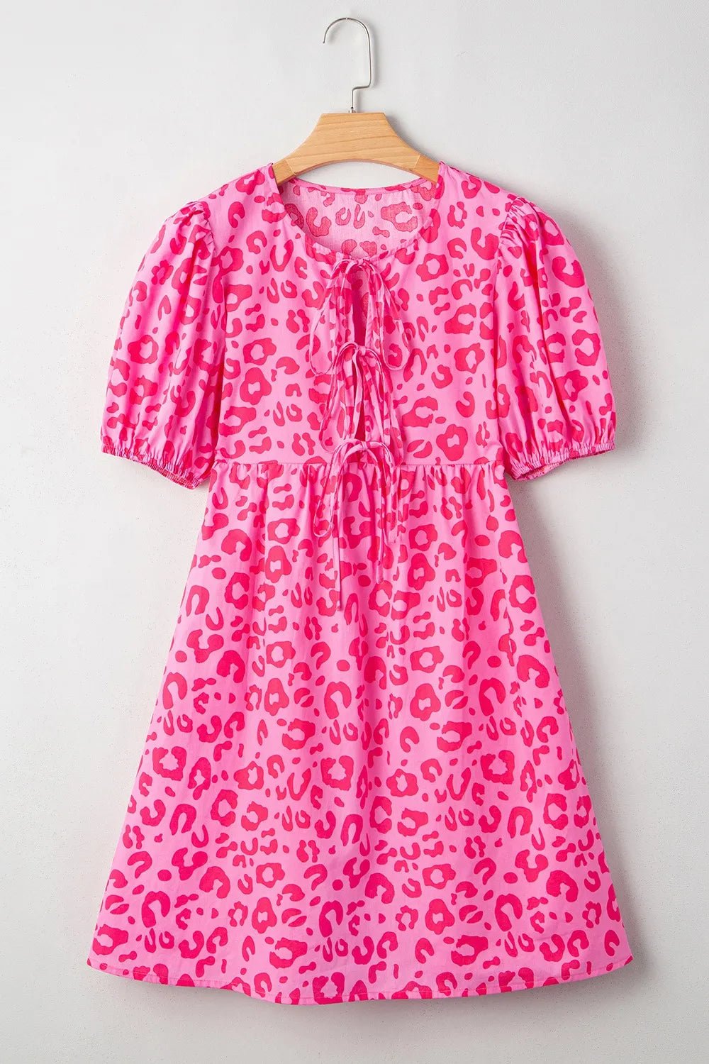 Leopard Tie Front Puff Sleeve Dress - Bela Fils BoutiqueBela Fils Boutique