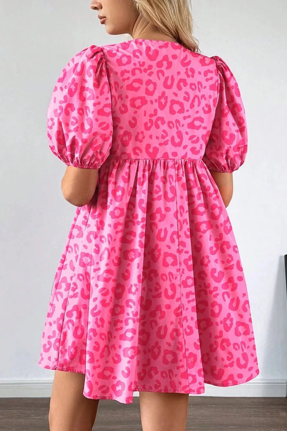 Leopard Tie Front Puff Sleeve Dress - Bela Fils BoutiqueBela Fils Boutique