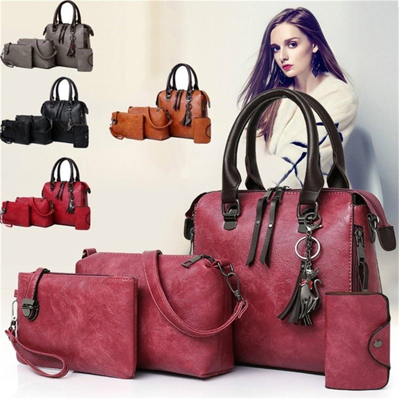 Luxury Women’s Leather Handbag & Wallet 4-Piece Set - Bela Fils BoutiqueBela Fils Boutique