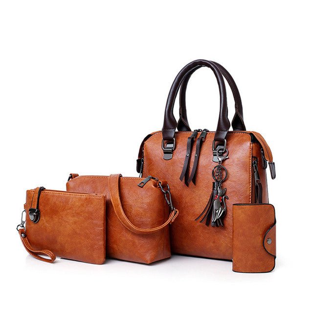 Luxury Women’s Leather Handbag & Wallet 4-Piece Set - Bela Fils BoutiqueBela Fils Boutique