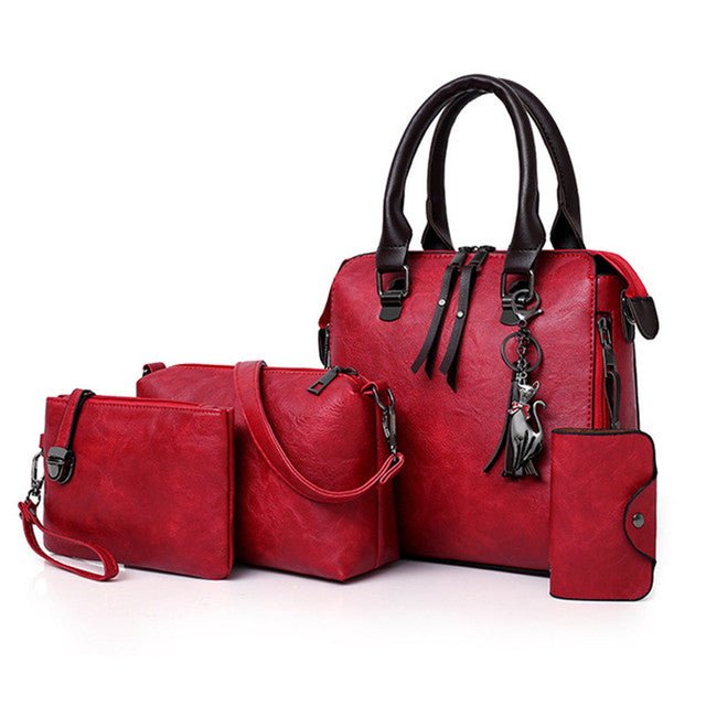 Luxury Women’s Leather Handbag & Wallet 4-Piece Set - Bela Fils BoutiqueBela Fils Boutique