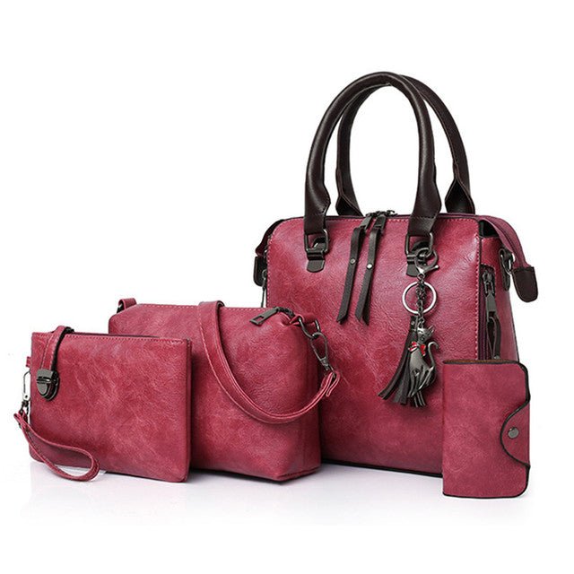 Luxury Women’s Leather Handbag & Wallet 4-Piece Set - Bela Fils BoutiqueBela Fils Boutique