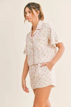 MABLE Polka Dot Collar Crop Top and Short Lounge Set - Bela Fils BoutiqueBela Fils Boutique