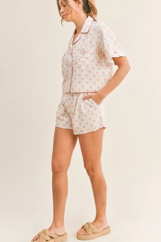 MABLE Polka Dot Collar Crop Top and Short Lounge Set - Bela Fils BoutiqueBela Fils Boutique