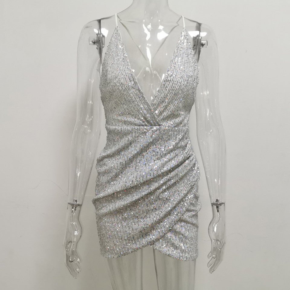 Mini Sequin Dress with Spaghetti Straps for Nightclubs - Bela Fils BoutiqueBela Fils Boutique