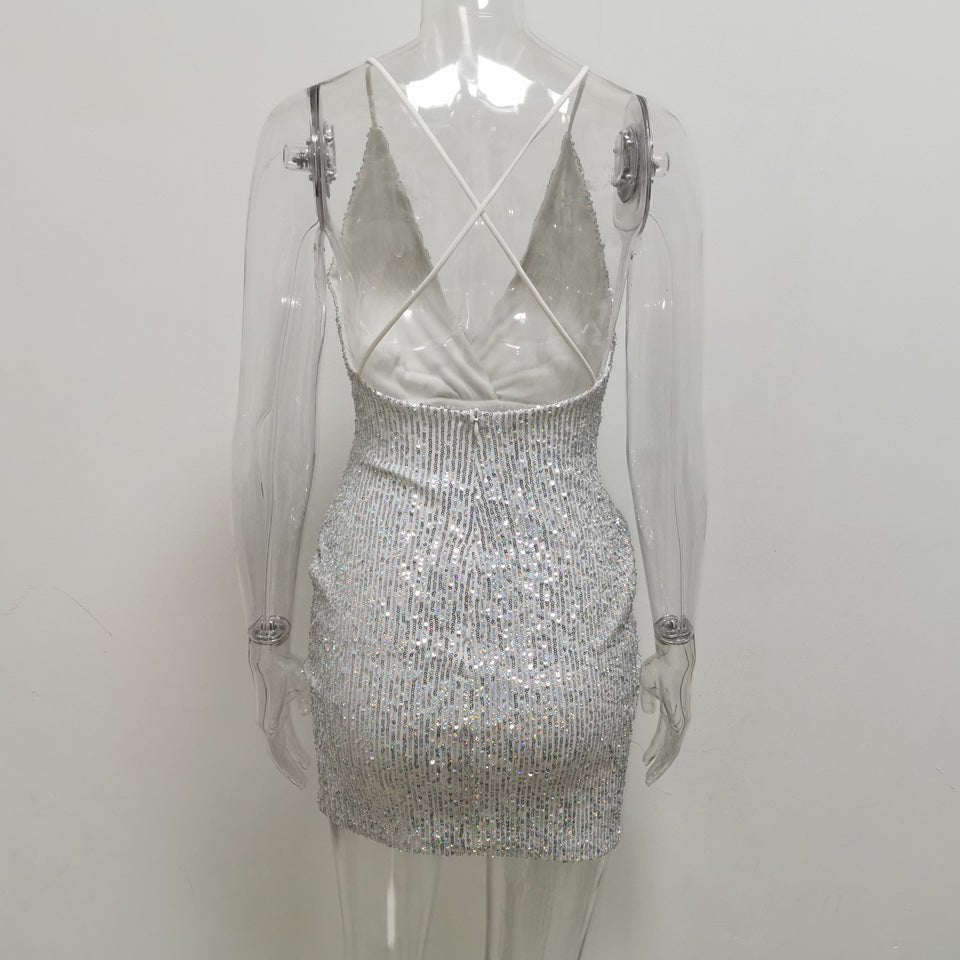 Mini Sequin Dress with Spaghetti Straps for Nightclubs - Bela Fils BoutiqueBela Fils Boutique