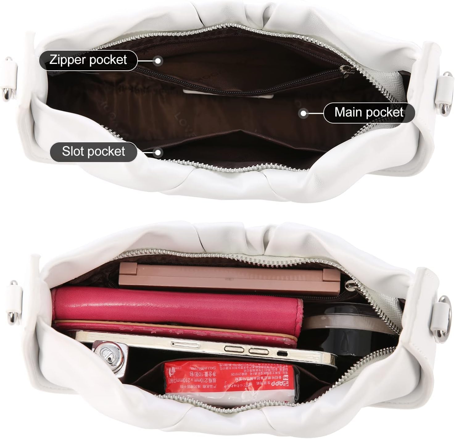 Mini White Crossbody Bag – Women’s Hobo Purse - Bela Fils BoutiqueBela Fils Boutique