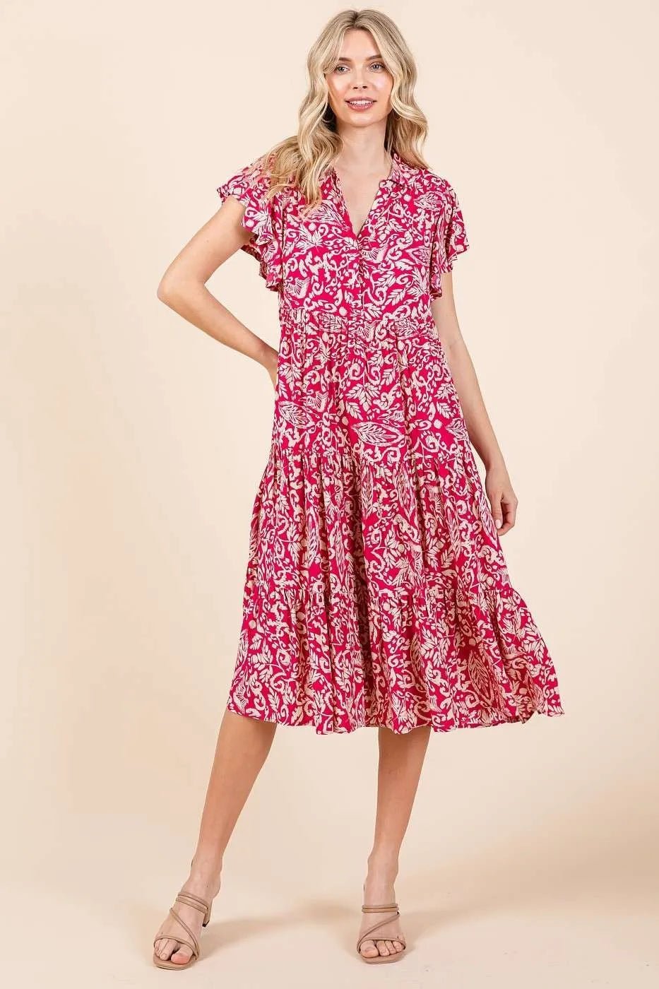 Mittoshop Abstract Print Ruffle Tier Midi Dress - Bela Fils BoutiqueBela Fils Boutique