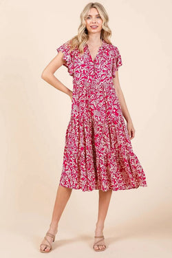 Mittoshop Abstract Print Ruffle Tier Midi Dress - Bela Fils BoutiqueBela Fils Boutique